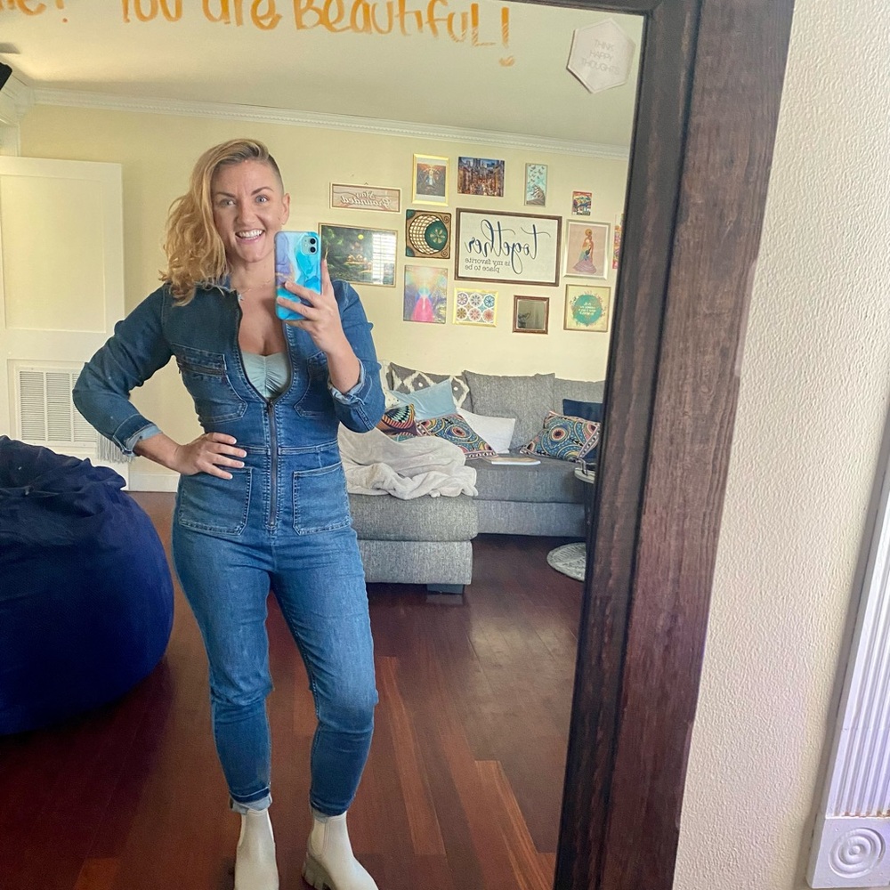 Free People Indigo Denim Jumpsuit with Back Pockets